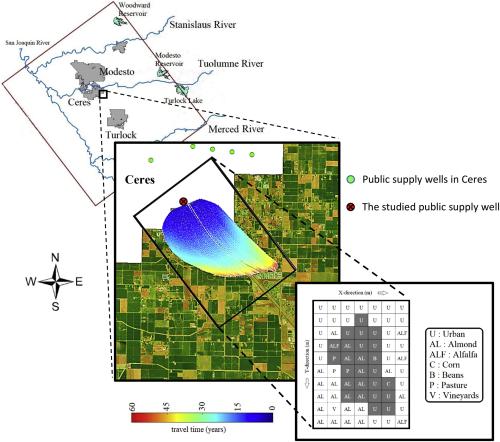 The well and its source area are located in the Modesto region of the Central Valley, California